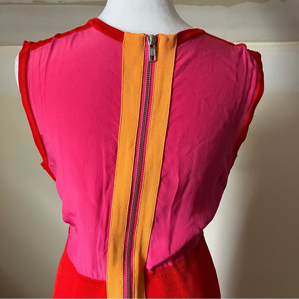 Yigal Azrouel Red Colorblock Sleeveless Wool Blend Dress size Large - Picture 6 of 9